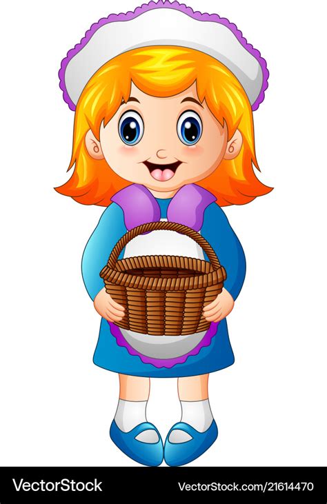 Cute little girl holding a basket Royalty Free Vector Image