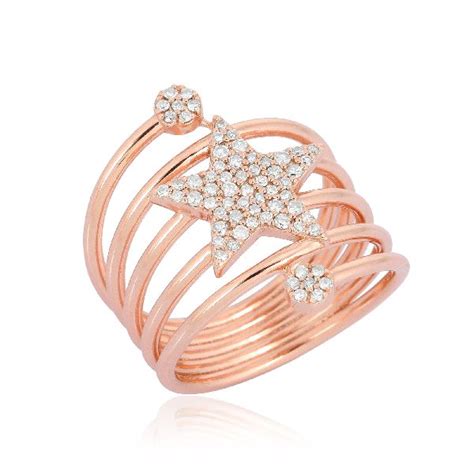 Rose Gold Star Diamond Spiral Ring, Gender : Female at Rs 31,854 ...