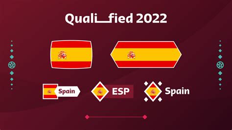 Set of spain flag and text on 2022 football tournament background ...