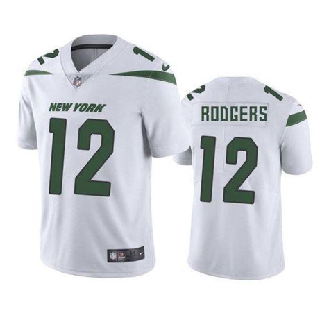 Nike Jets #12 Aaron Rodgers White Men's Stitched NFL Vapor Untouchable ...