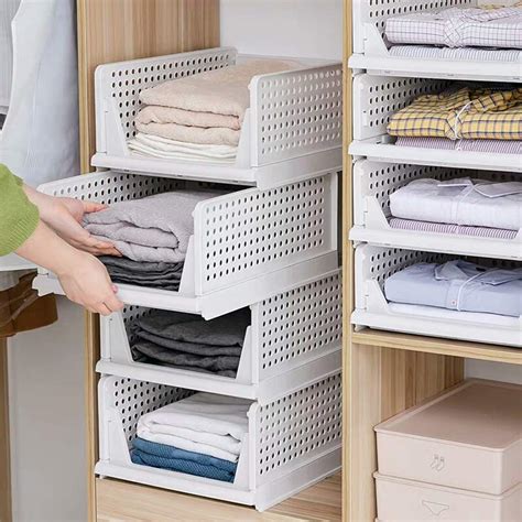 Buy Set of 4 Stackable Foldable Wardrobe Storage Box Organizer (Easy ...