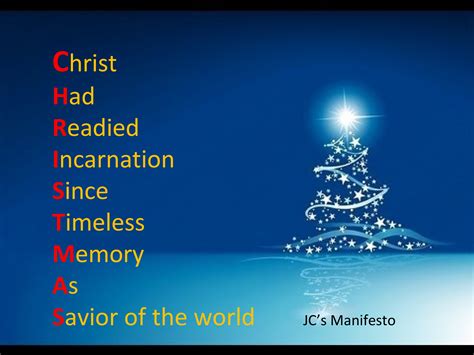 The Meaning Of Christmas (Acronym 9) | JC’S MANIFESTO