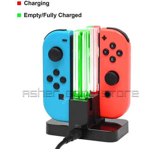 4 Joycon Charger LED Joy-con Fast Charging Dock Station for Nintend ...