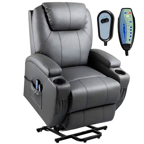 LACOO Big and Tall Gray Brown Power Lift Recliner Chair for Elderly ...