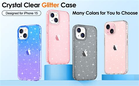 Amazon.com: Hython Case for iPhone 15 Case Glitter, Cute Clear Glitter Sparkly Shiny Bling ...