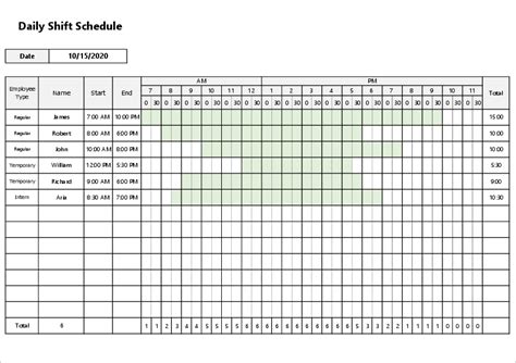 Staggered Schedule Template