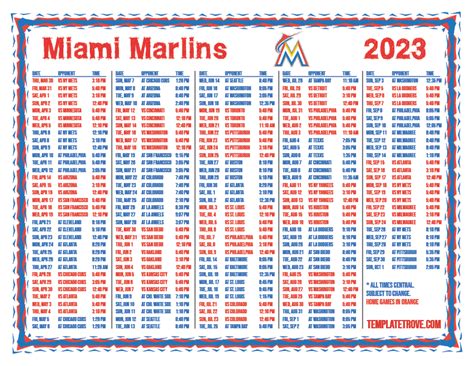 Marlins Printable Schedule