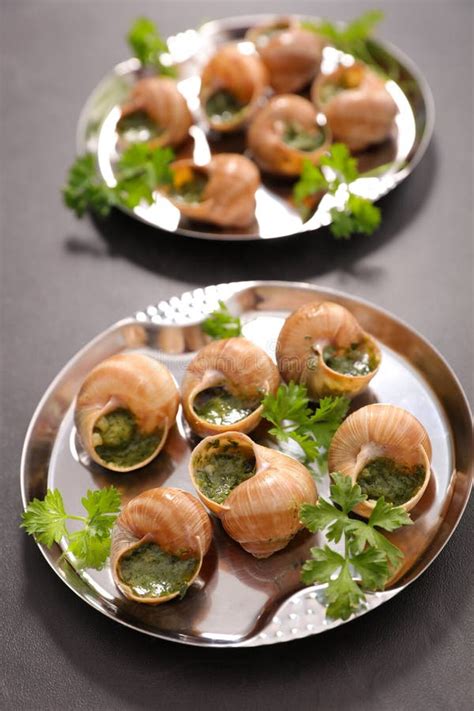 Escargot Dish On The Plate, Traditional French Delicatessen, Hea Stock Image - Image of france ...