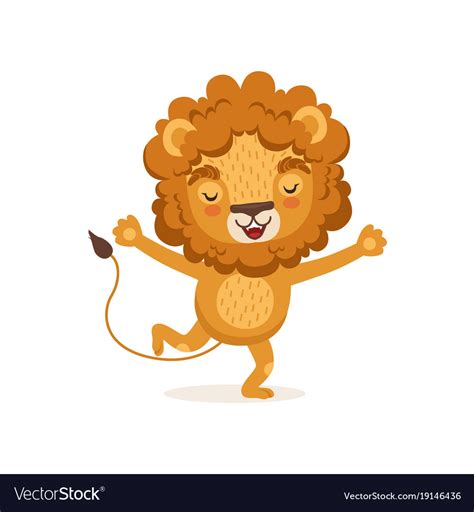 Happy smiling kid lion cartoon Royalty Free Vector Image