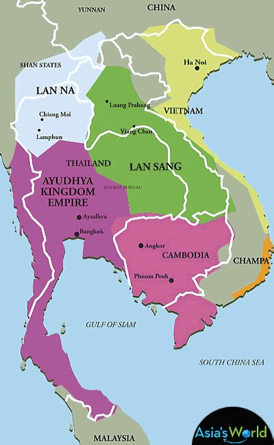 Map of mainland Southeast Asia in 1540 Thailand History, Thailand Map, Vietnam History, Asian ...