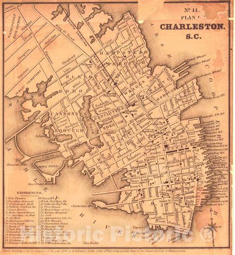 Historic Map : 1849 Plan of Charleston, S.C. : Vintage Wall Art | Charleston, Map, Vintage