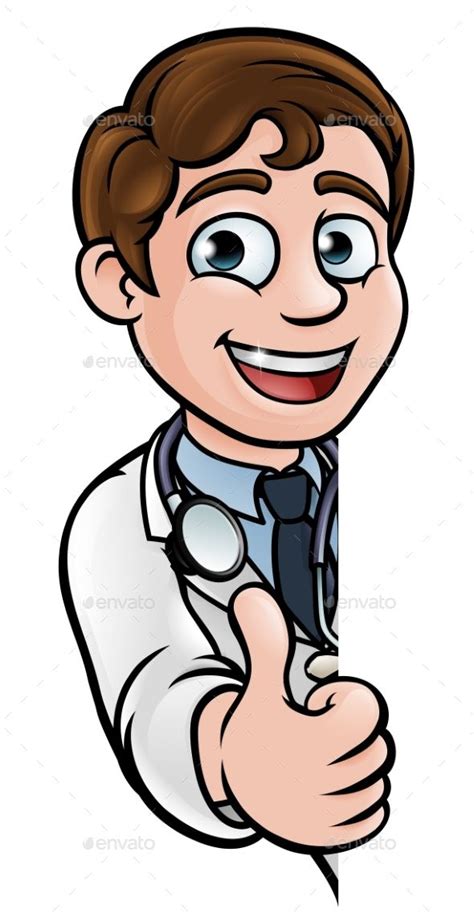Doctor Thumbs Up Cartoon Character Sign | Cartoon, Medical artwork, Doctor drawing