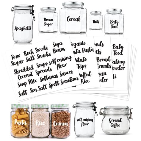 Set of 170 Vinyl Cursive Pantry Labels Main Ingredients + 10 Customizable Food Jar Labels Food ...