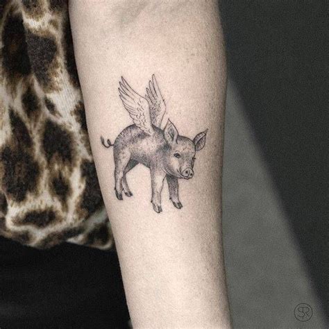 Flying pig tattoo on the left inner forearm. | Flying pig tattoo, Pig tattoo, Small tattoos