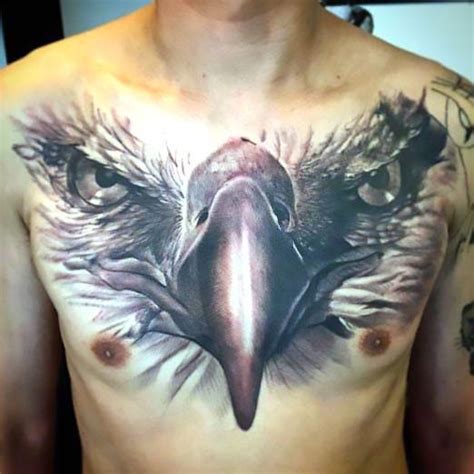 Big Eagle Face Tattoo on Chest Tattoo Idea