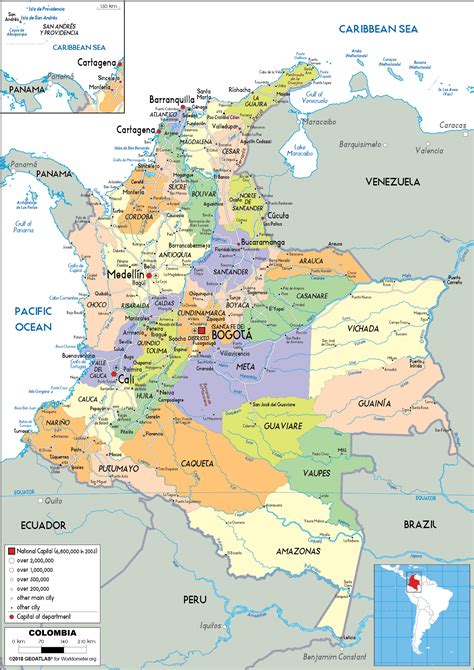 Colombia Map (Political) - Worldometer