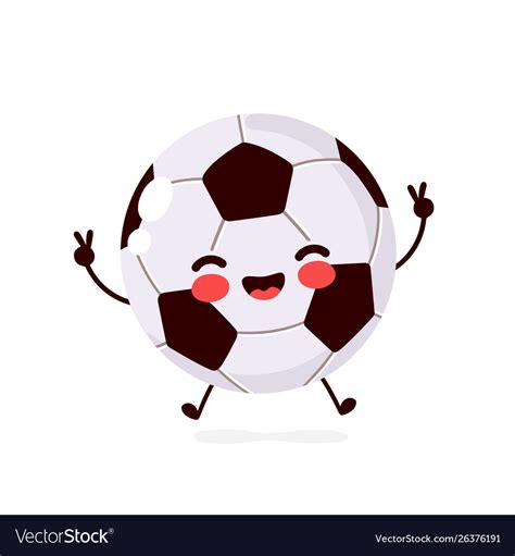 Cute happy smiling football ball Royalty Free Vector Image