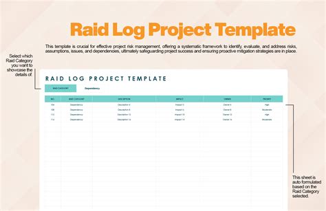 Raid Log Project Management Template in Excel, Google Sheets - Download | Template.net