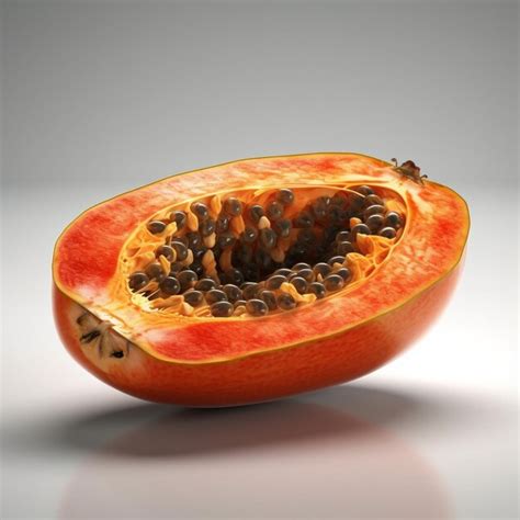 Premium AI Image | A cut fruit with a black bug on it