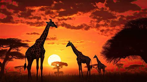 Giraffes in Africa during sunset 27104821 Stock Photo at Vecteezy