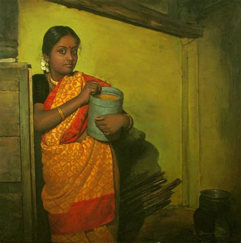 Paintings of rural indian women Oil painting (7) - image