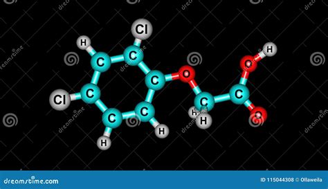 2.4-dichlorophenoxyacetic Acid Molecule, Herbicide, Molecular Structure ...