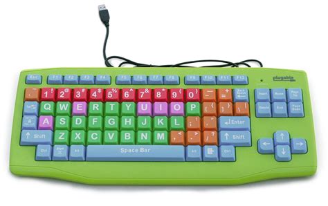 Plugable USB Kids Computer Keyboard with Extra-Large Color-Coded Keys ...