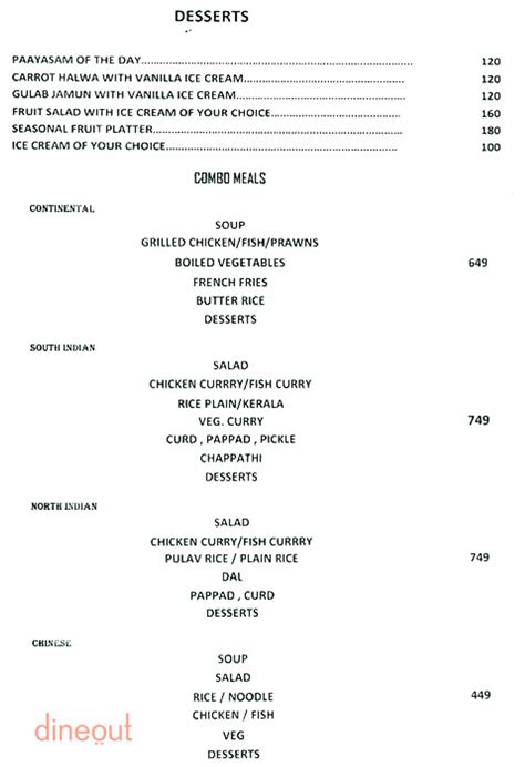 Menu of Raintree Restaurant, Fort Kochi, Kochi | Dineout discovery