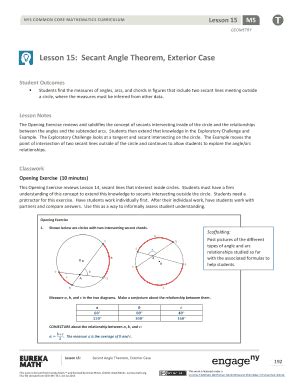 Fillable Online Lesson 15: Secant Angle Theorem, Exterior Case Fax ...