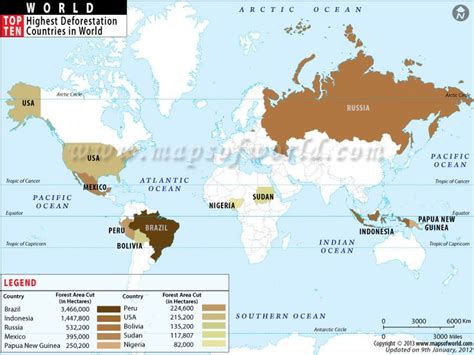 Countries with Highest Deforestation - World Top Ten | India world map ...