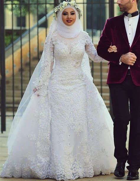 Aliexpress.com : Buy 2017 White Arab Muslim Wedding Dresses Custom Made ...