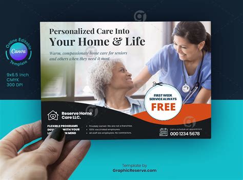 In-Home Care Direct Mail Postcard (Canva EDDM Template) - Graphic Reserve