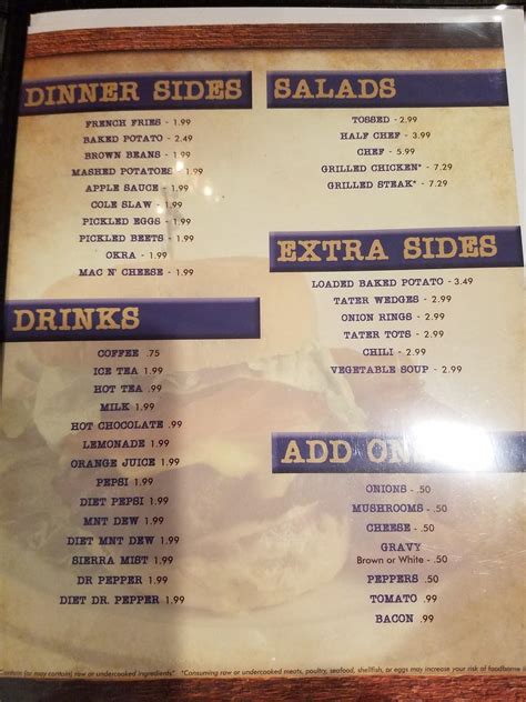 Menu at Down Home Restaurant, Rutledge, Rutledge Pike