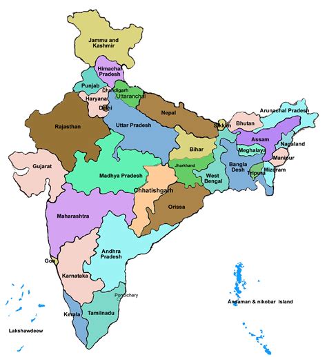 8 Free Printable And Blank India Map With States Cities World Capitols : Political - Cherylbrain