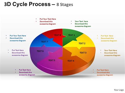 3D Cycle Process Flow Chart 8 Stages Style 2 ppt Templates 0412 | Presentation PowerPoint ...