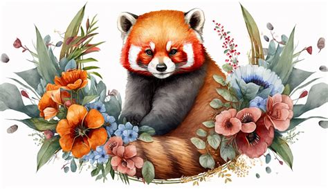 Watercolor Red Panda Art 8 Graphic by 1xMerch · Creative Fabrica