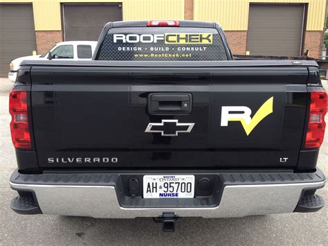 We just completed this truck for Roofchek - Rear window perforated vinyl graphics, and digital ...