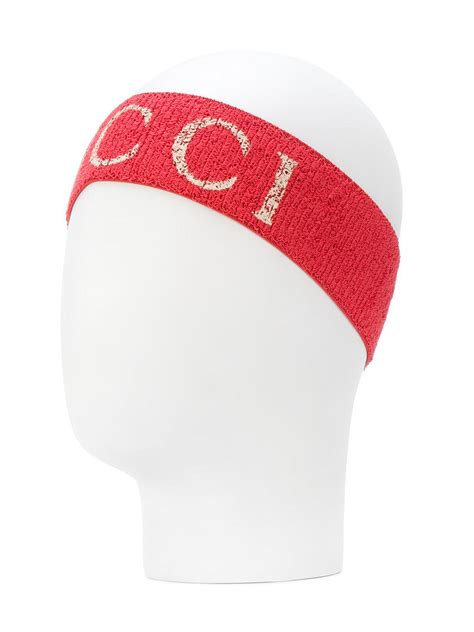 Gucci Cotton Elasticated Logo Print Headband in Red - Lyst