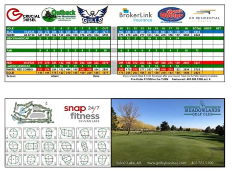 Scorecard - Meadowlands Golf Club at Sylvan Lake