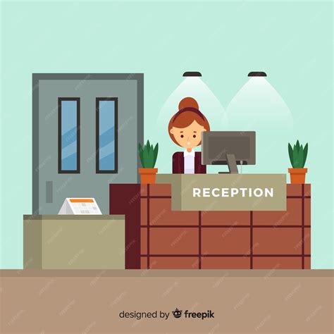 Premium Vector | Modern hotel reception with flat design