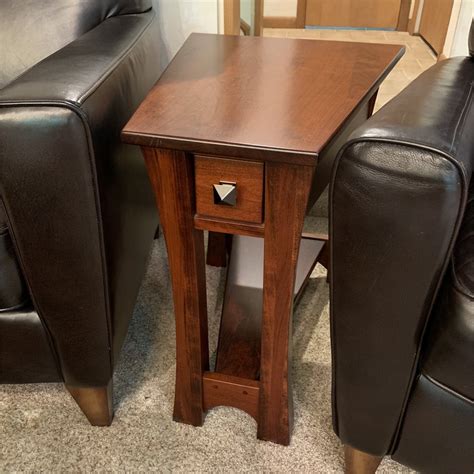 Rust Belt Revival Online Auctions - Solid Cherry Wood Wedge End Table with Drawer