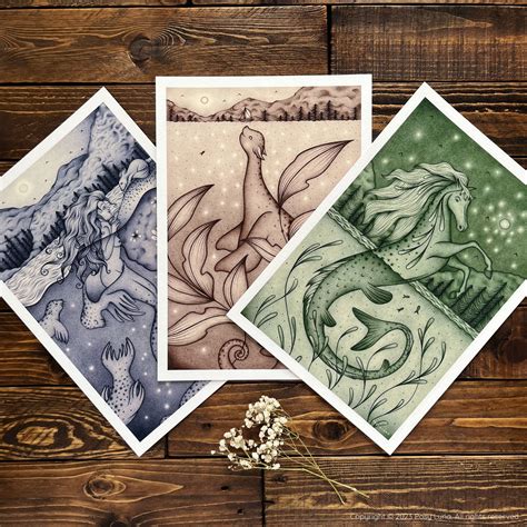 Scottish Myths Set of 3 Art Prints Illustrations of Nessie - Etsy