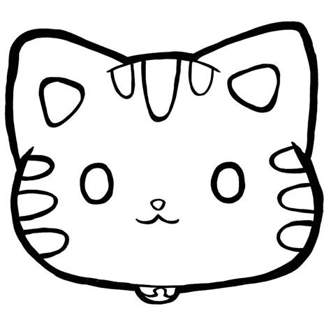 Cute Cat Face Coloring Page - Free Printable Coloring Pages for Kids