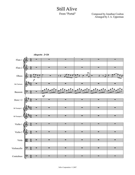 Still Alive - from "Portal" (Arranged for Orchestra) Sheet music for Violin, Flute, Viola ...