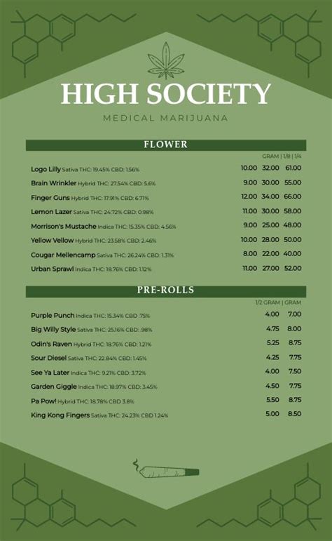 Cannabis Dispensary Menu Design Template by MustHaveMenus