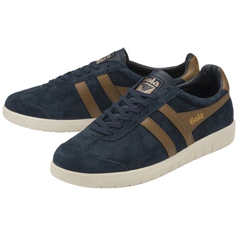 Buy Gola Mens Hurricane Suede sneaker in navy/tobacco/off white online