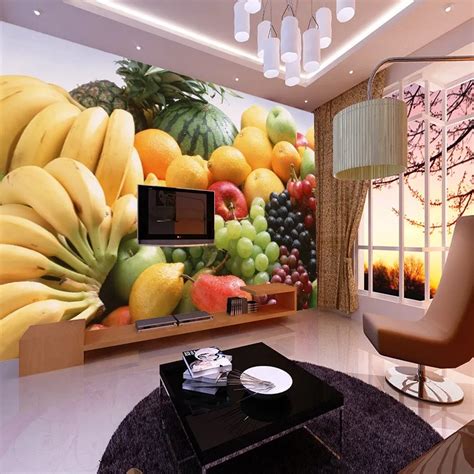 5D Banana Apple Fruits Papel Murals 3d Wall Mural Wallpaper for Dining ...