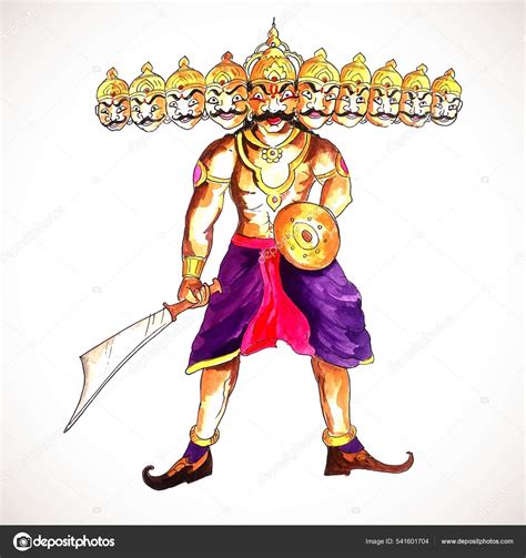 Happy Dussehra Celebration Angry Ravan Ten Heads Background Stock ...