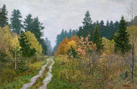 Autumn. Road, Rem Saifulmulukov- painting, forest road, autumn forest ...