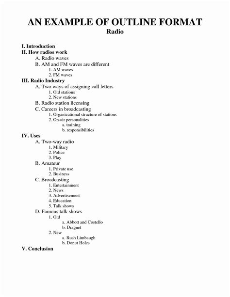 Outline Format Template - Academic